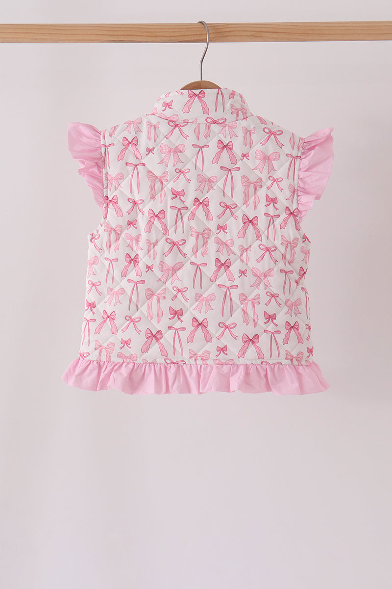 Pink bow ruffle vest