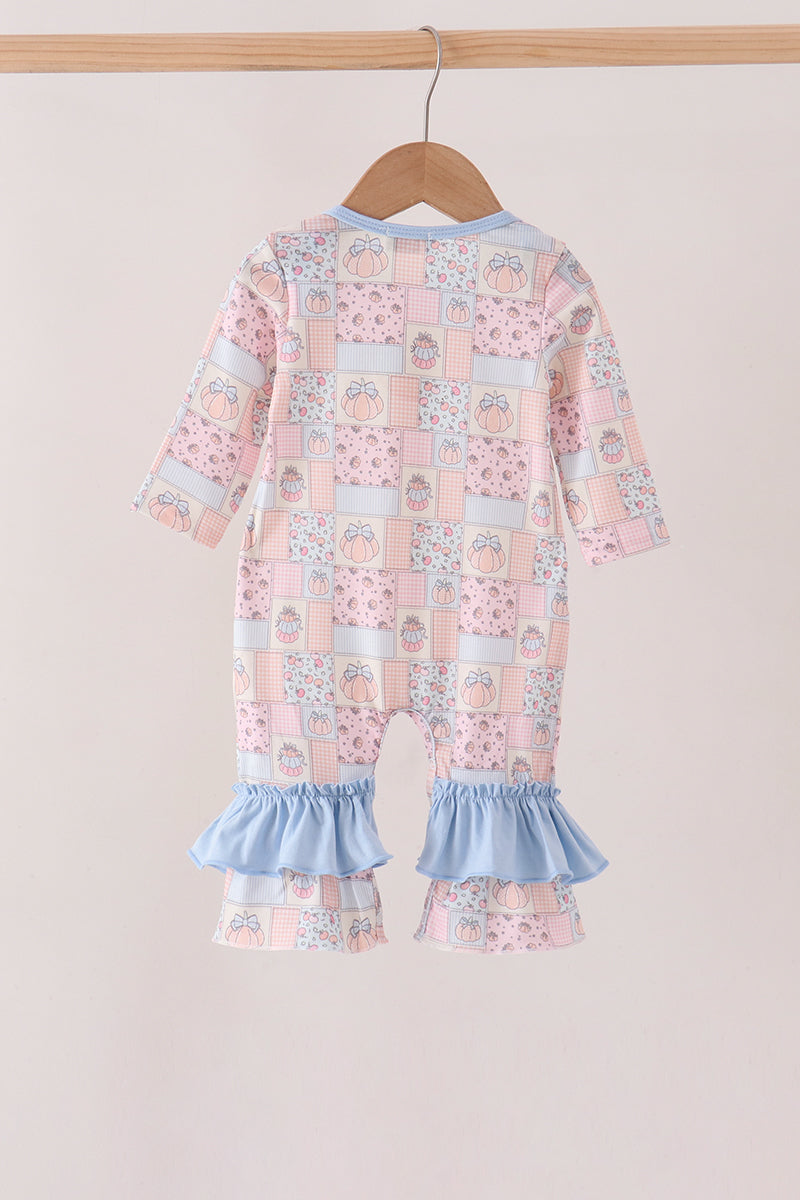 Pink pumpkin ruffle romper