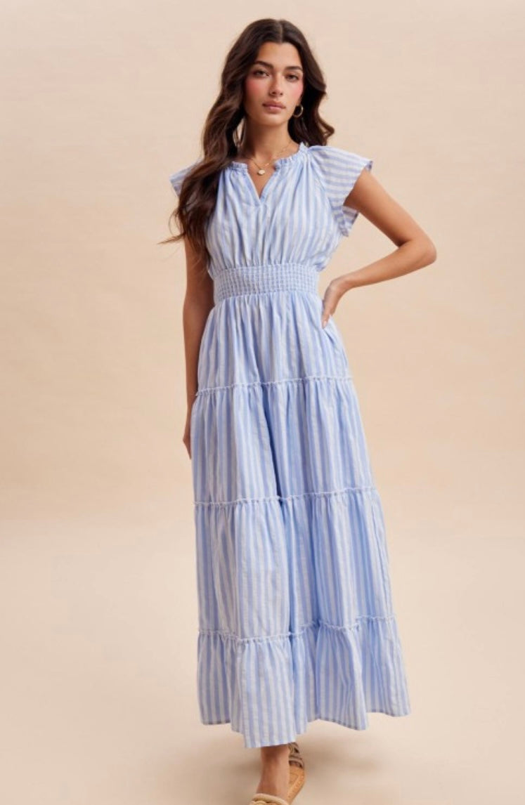 Striped Tiered Maxi Dress