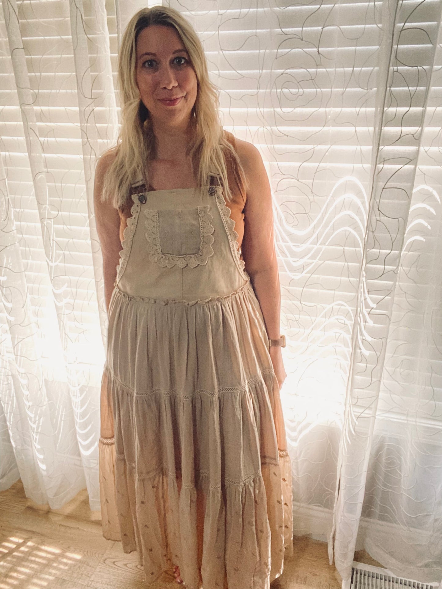 Embroidered Skirtall With Lace Insets