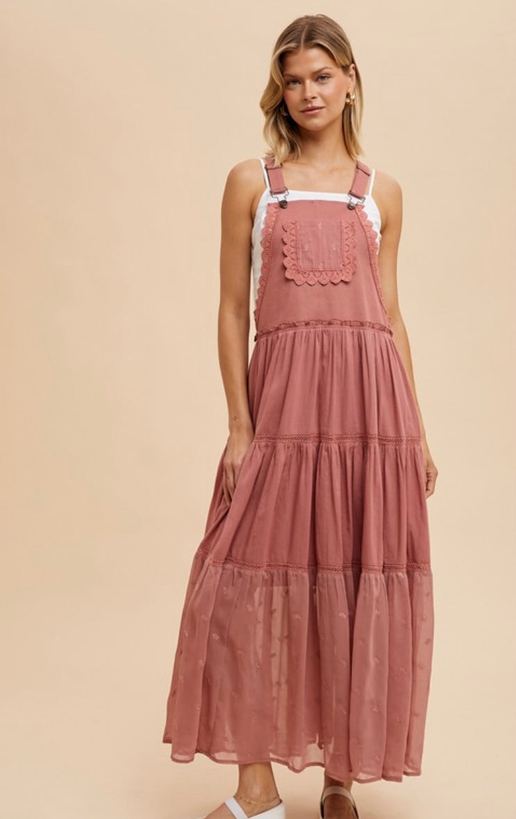 Embroidered Skirtall With Lace Insets