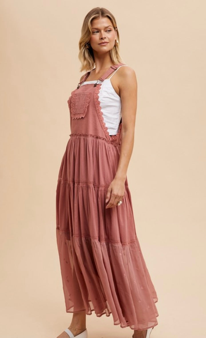 Embroidered Skirtall With Lace Insets