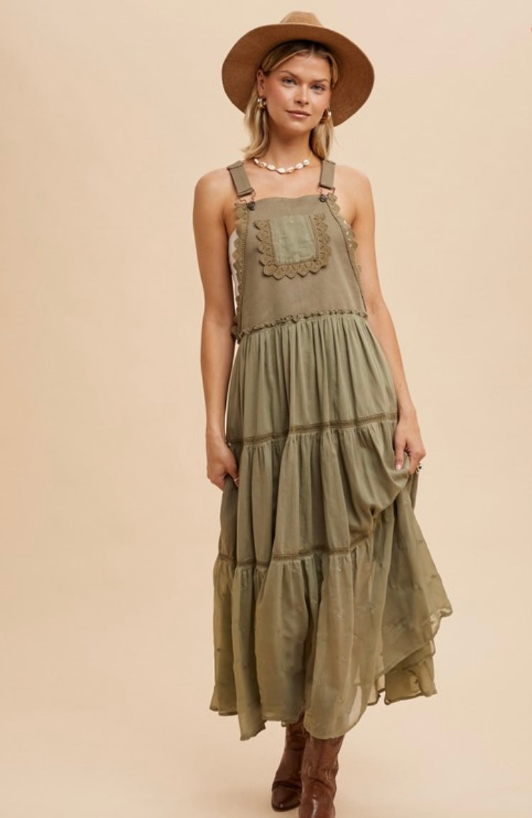 Embroidered Skirtall With Lace Insets