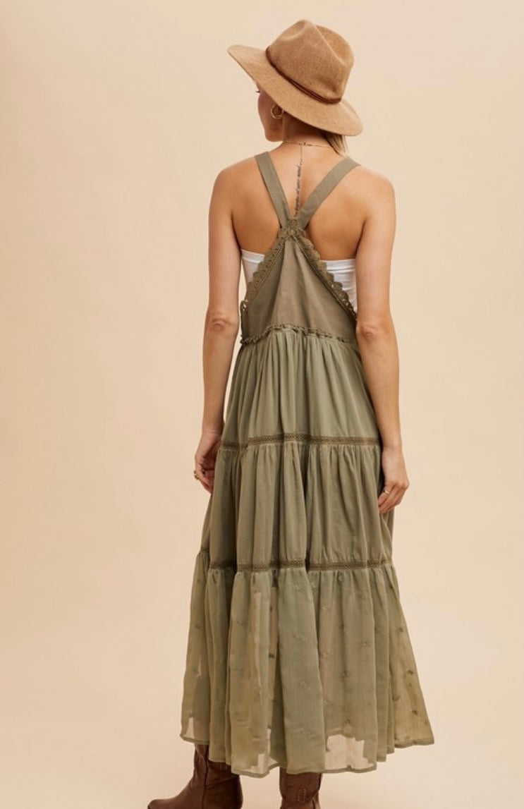 Embroidered Skirtall With Lace Insets