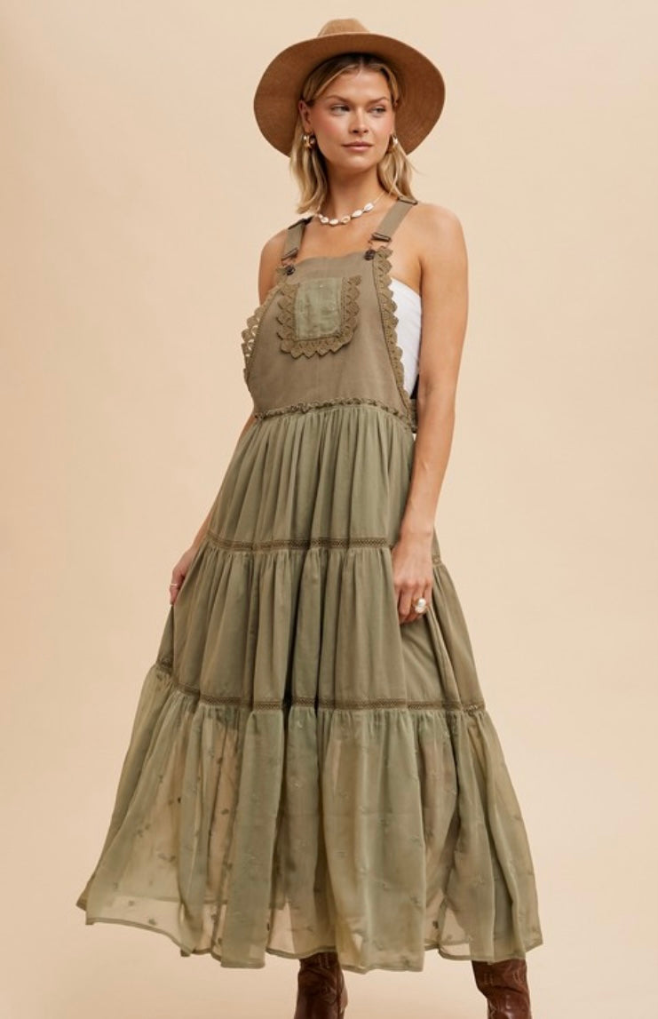 Embroidered Skirtall With Lace Insets