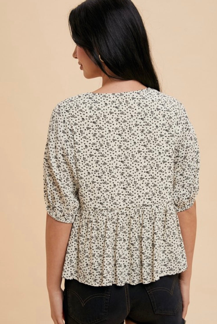 Floral Top With Adjustable Bow Ties