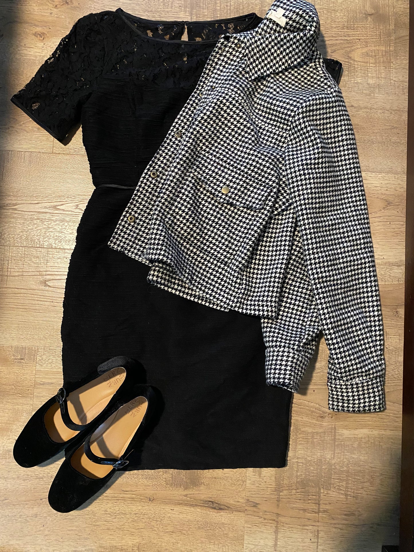 Bekah Houndstooth Snap Button Crop Jacket