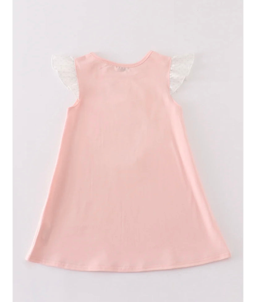 Girls Pink Easter Bunny Appliqué Dress
