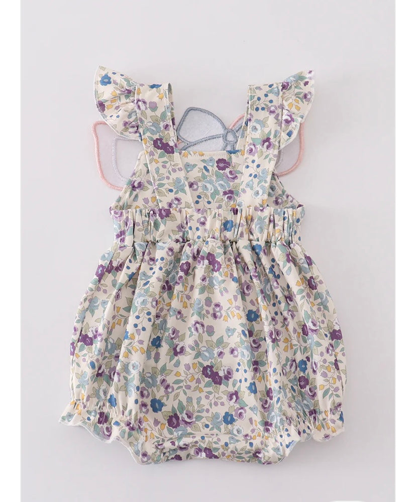 Girls Pig Appliqué Floral Print