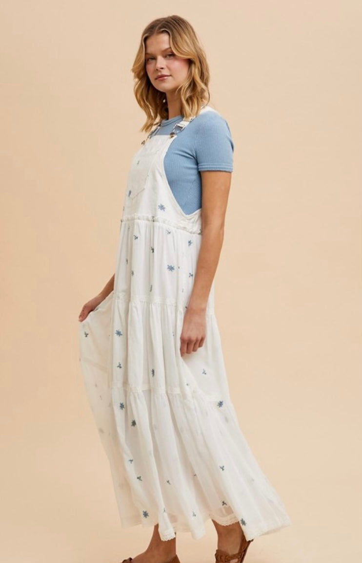 All Over Embroidered Skirtall With Lace Detail