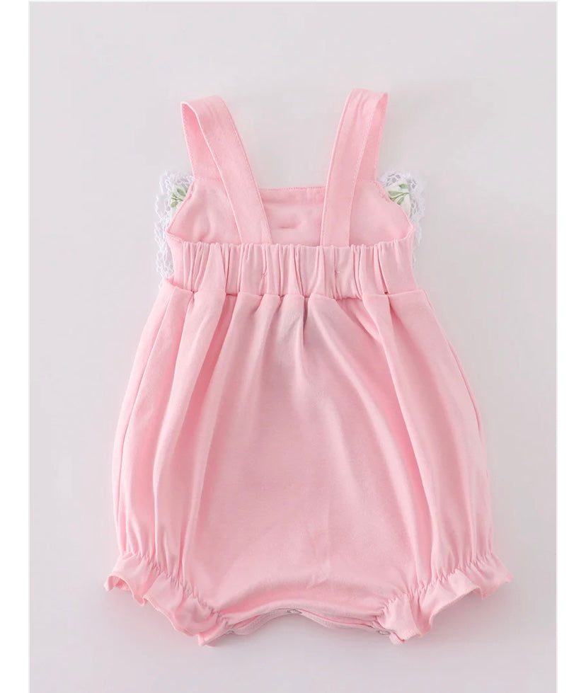 Girls Pink Bow Floral Print