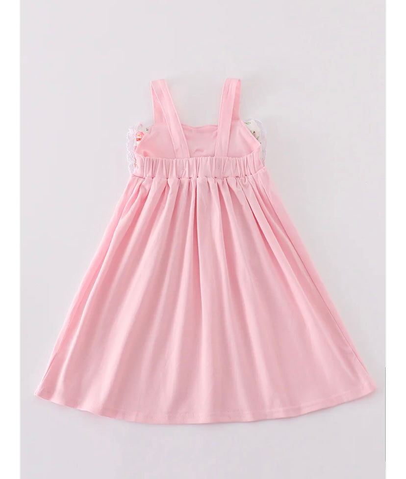 Girls Pink Bow Floral Print