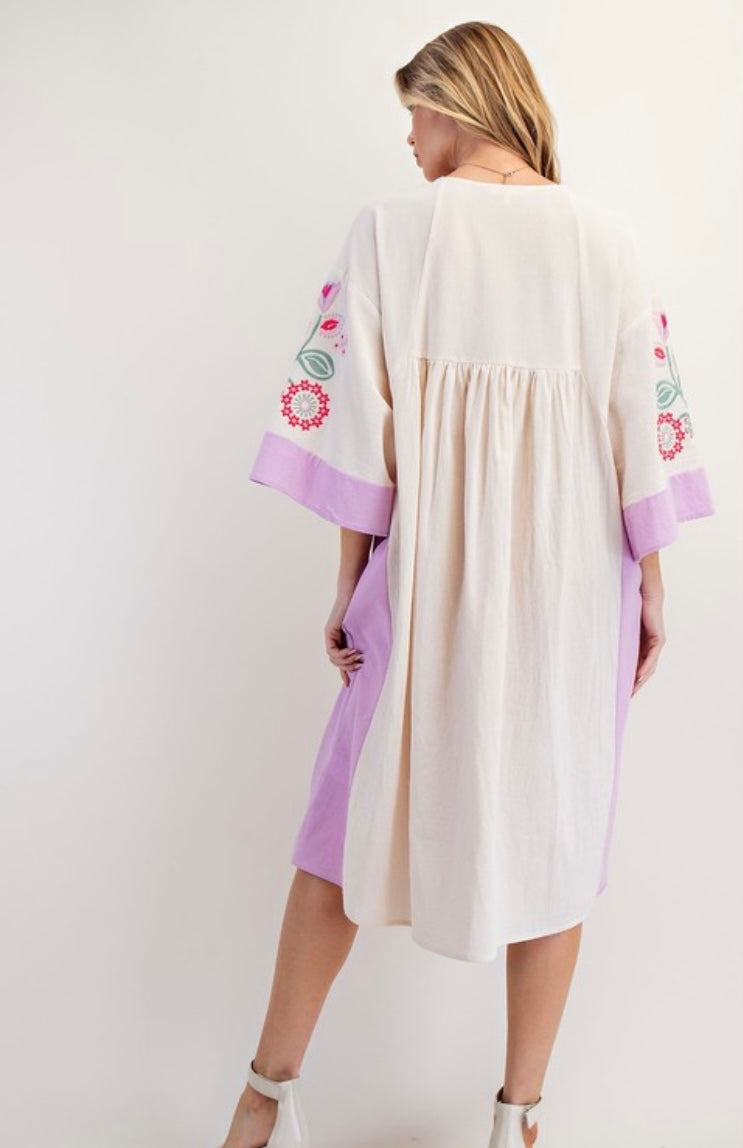 Embroidered Midi Woven Dress