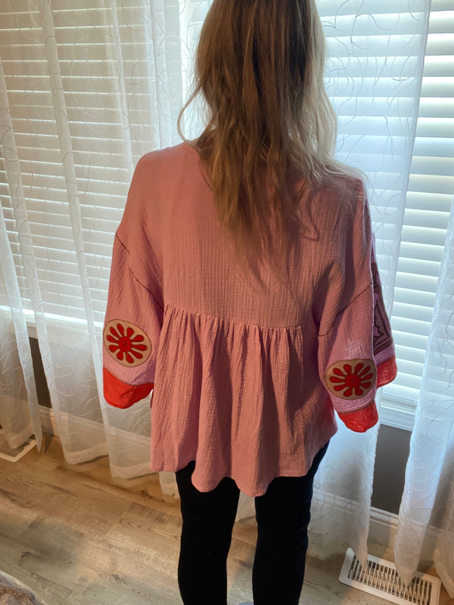 Embroidered Cotton Gauze Babydoll Woven Top