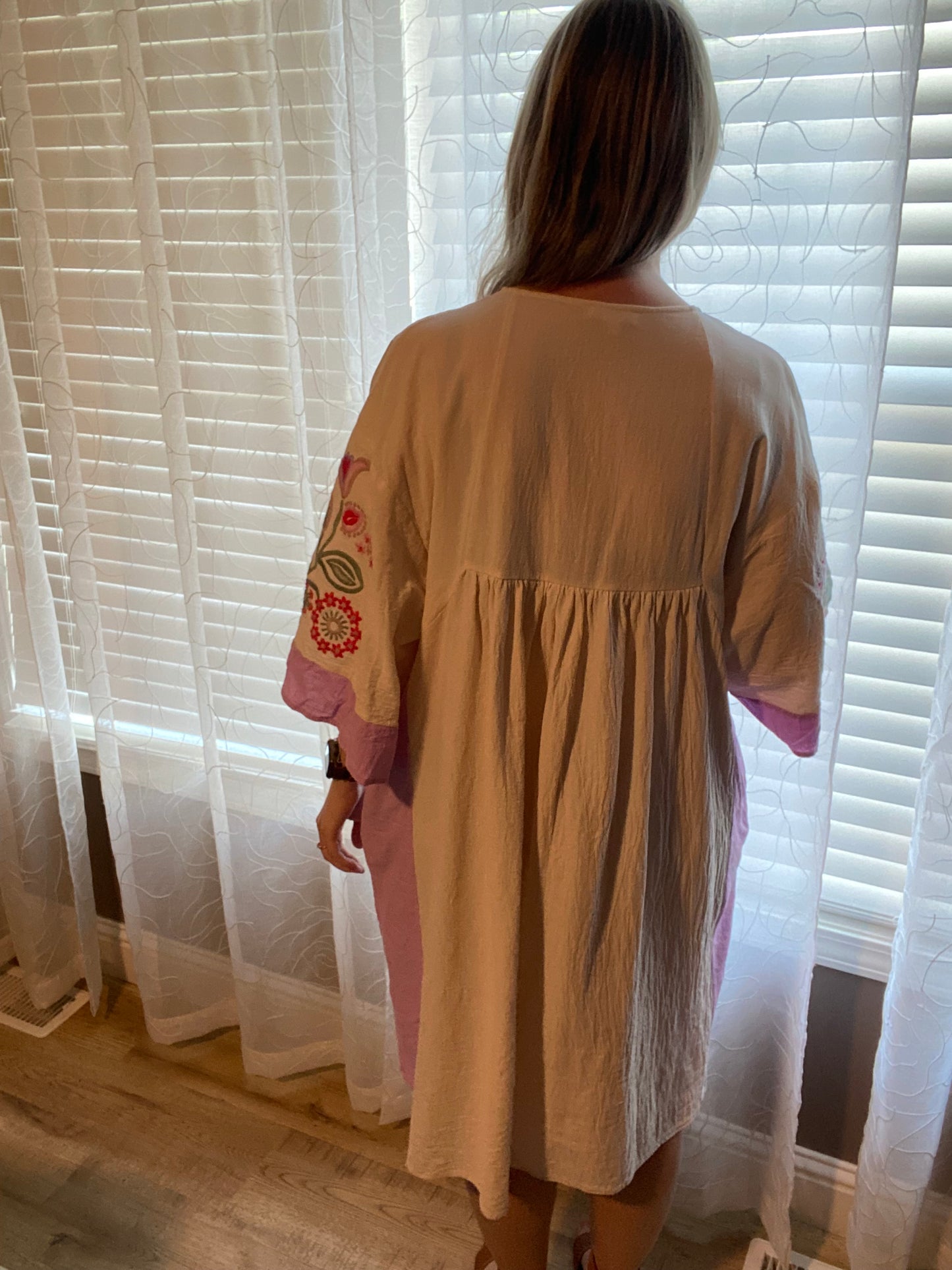 Embroidered Midi Woven Dress