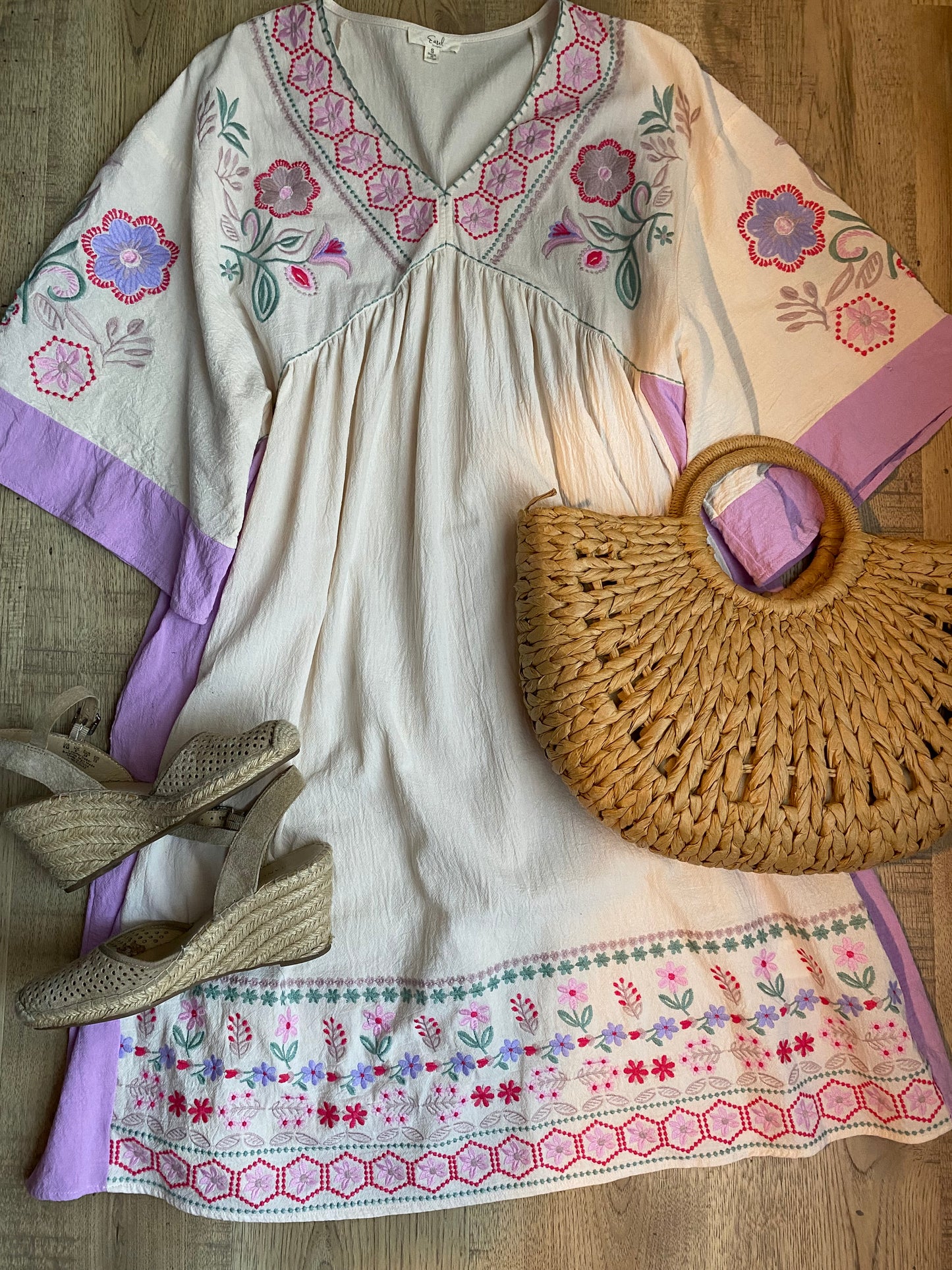 Embroidered Midi Woven Dress