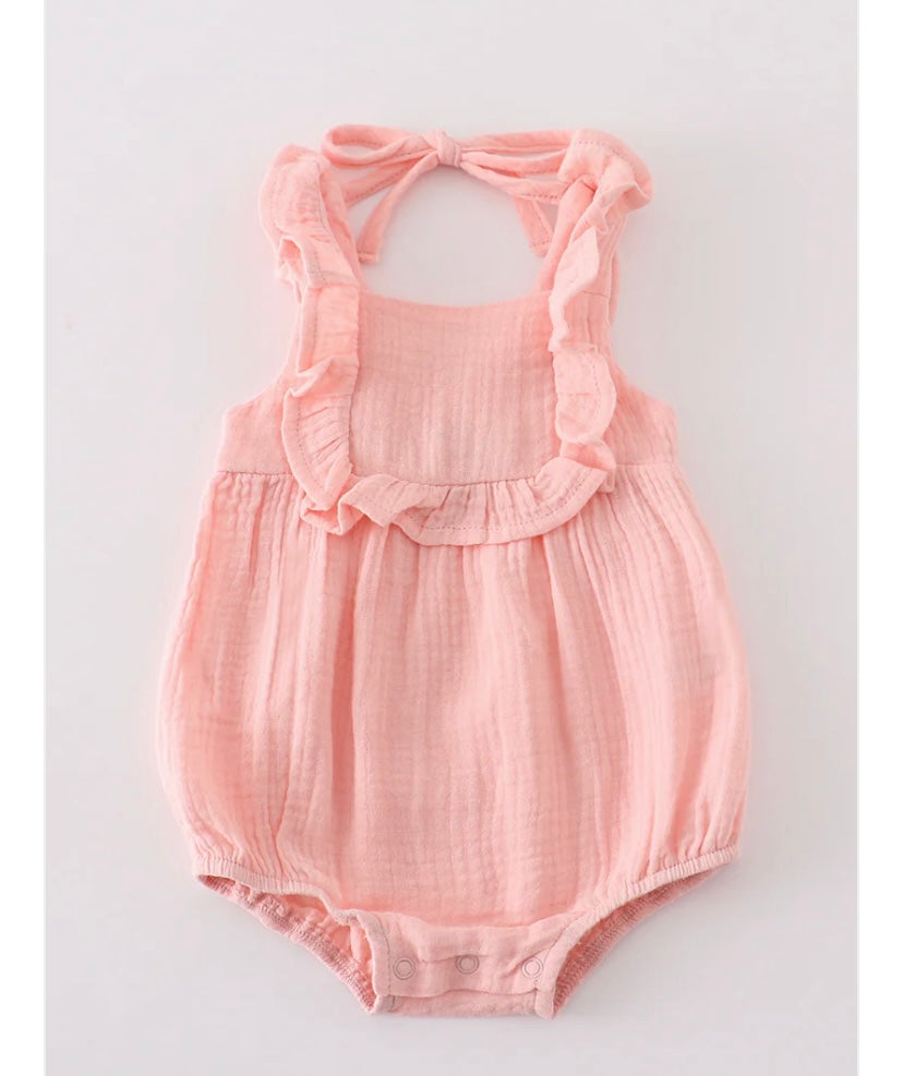 Baby Pink Muslin Ruffle Bubble