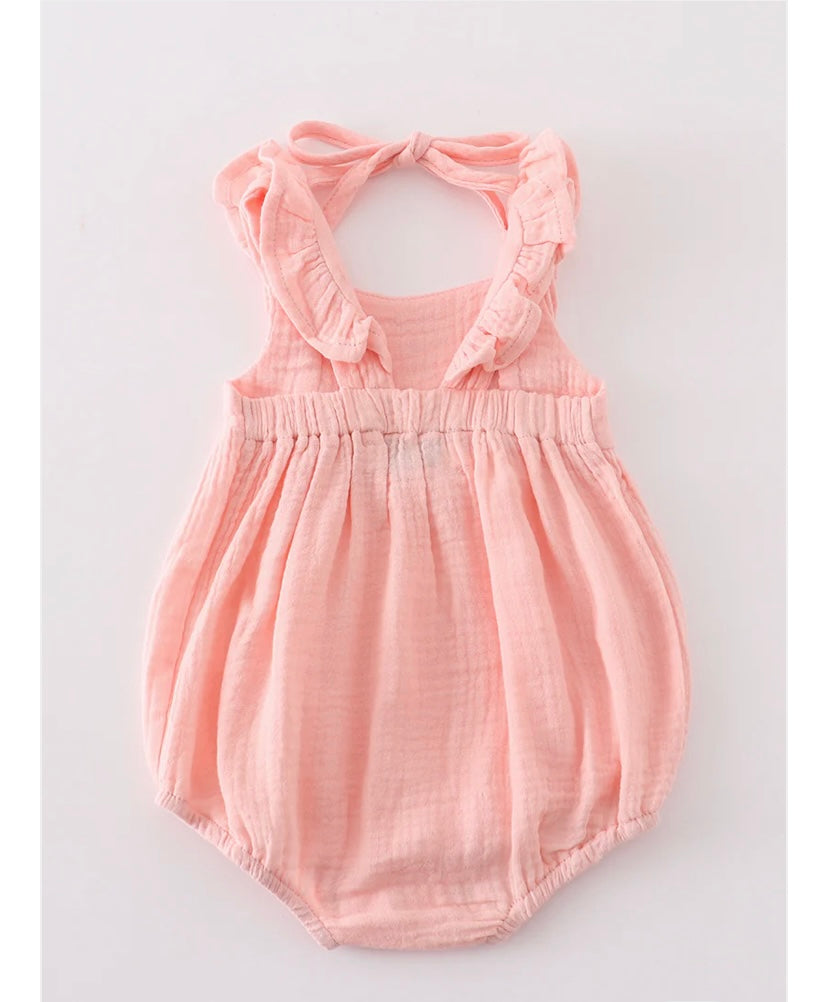 Baby Pink Muslin Ruffle Bubble