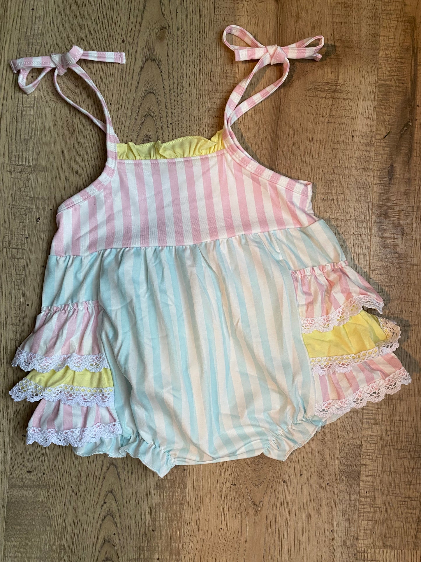 Baby Multicolored Stripe Tie Strap Bubble