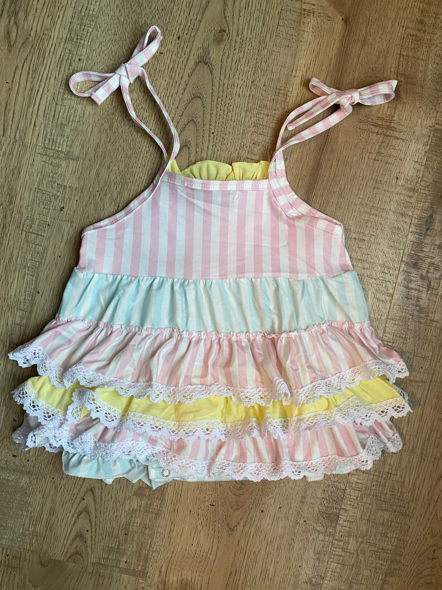 Baby Multicolored Stripe Tie Strap Bubble