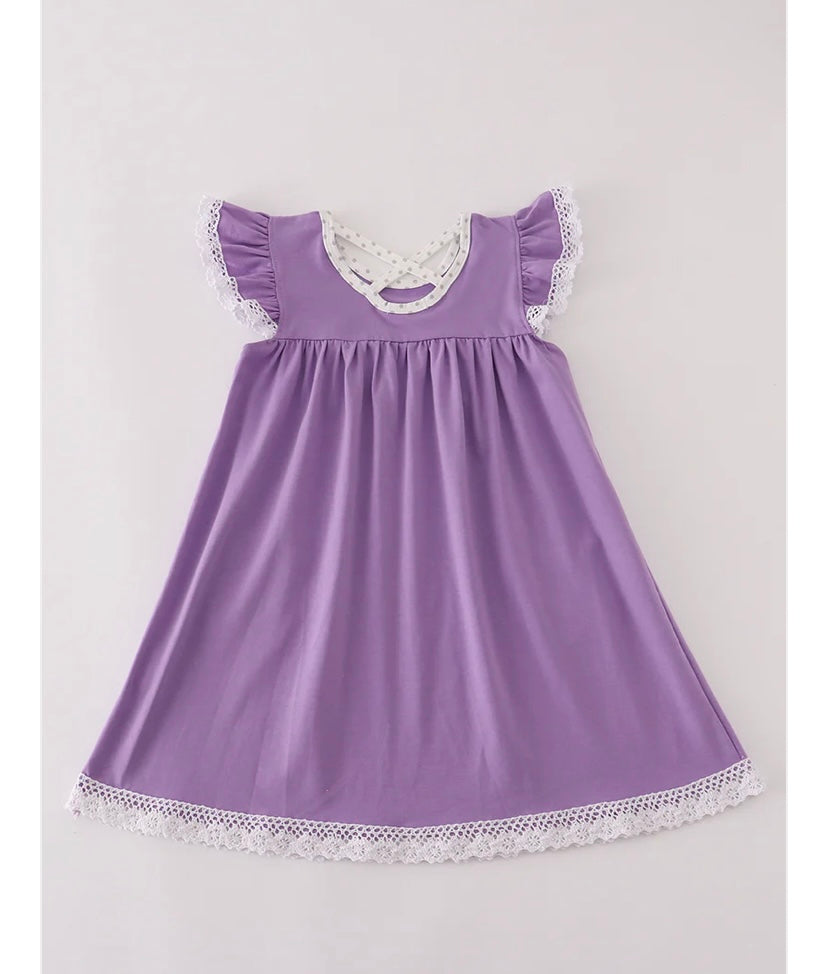 Girls Purple Spider Embroidery Romper or Dress