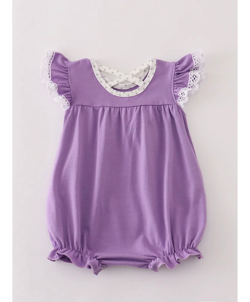 Girls Purple Spider Embroidery Romper or Dress