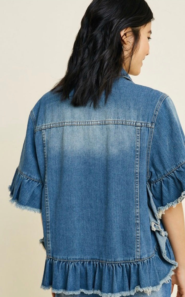 Ruffled Denim Jacket