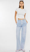 Kancan wide leg drawstring denim pants