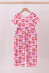 Pink bow baseball bamboo jumpsuit