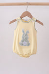 Yellow plaid bunny applique bubble