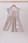 Floral bunny applique ruffle dress