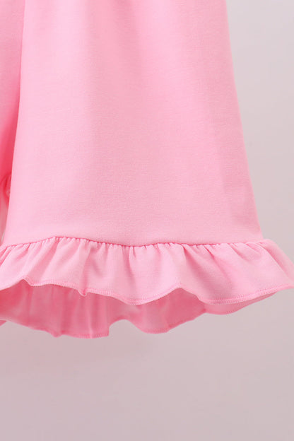 White cross smocked ruffle shorts set