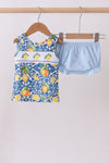 Lemon smocked ruffle bloomer set