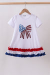 White bow sequin ruffle dress