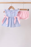 Blue Stripe Bow Bloomer Set