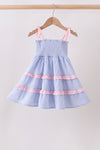 Blue Stripe Smocked Mom Dress