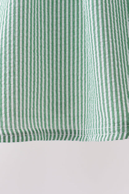 Green Watermelon Stripe Smocked Embroidered Seersucker Set