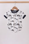 Navy dinosaur print bubble