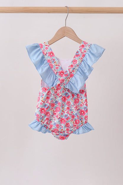 Pink Floral UPF Swim One-Piece