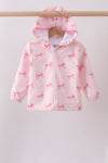 Pink bow print ruffle raincoat