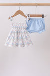 Blue Floral Bloomer Set