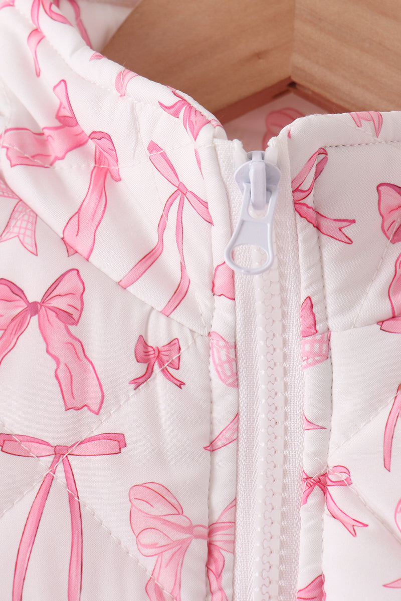 Pink bow ruffle vest