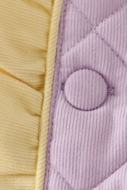 Purple corduroy bow embroidery ruffle jacket
