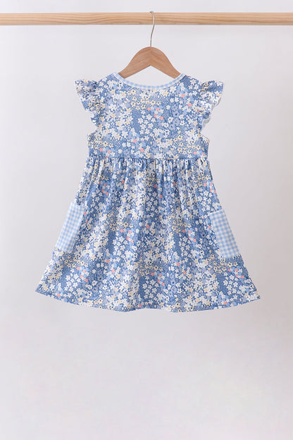 Blue Floral Print Dress