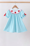 Blue Apple Embroidered Dress