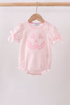 Pink Jack-O-Lantern  Applique Bow Bubble