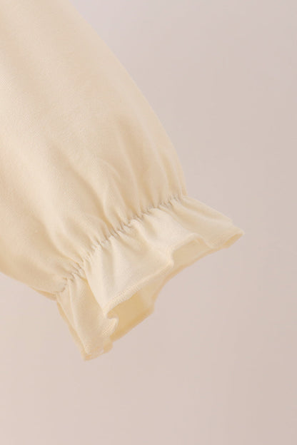 Cream Football French Knot Ruffle Dress