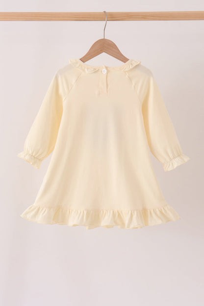 Cream Football French Knot Ruffle Dress