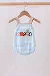 Blue Puppy Ball Embroidered Stripe Bubble