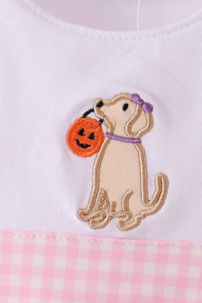 Pink Puppy Pumpkin Applique Bow Bubble